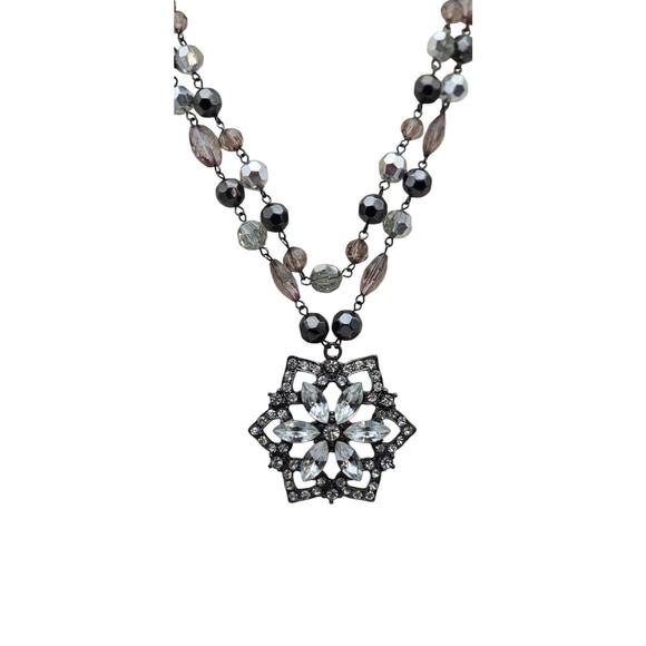 Art Deco Style Statement Necklace | Crystal Starburst Pendant - Picture 2 of 12